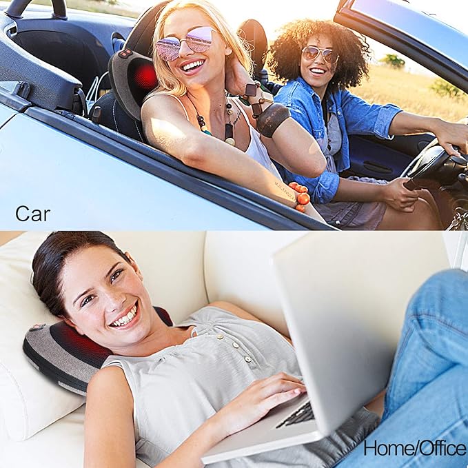 Papillon Shiatsu Back Massager with Heat Deep Tissue Massage Pillow for NeckShoulderFoot &amp Lower Back Pain ReliefElectric Kneading Massager for Home Office Car-Gifts for Mom Dad Men Women