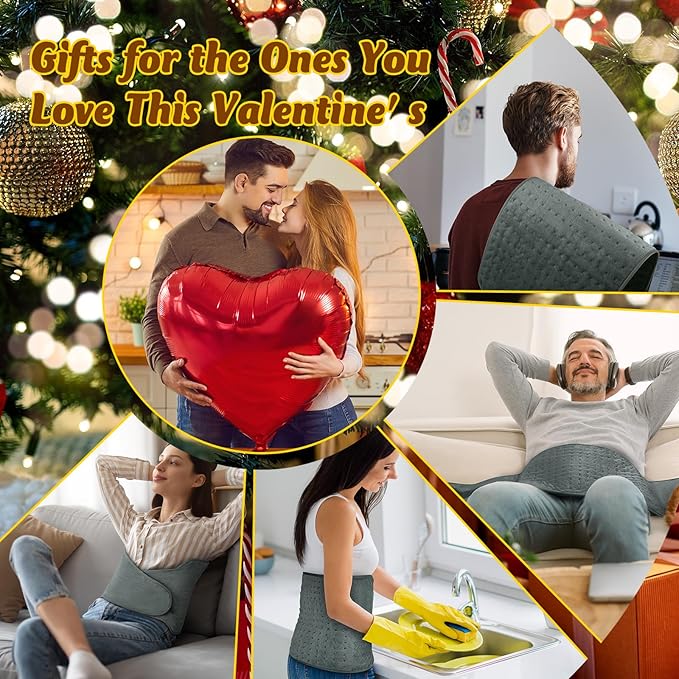Heating Pad for Back Electric Heating Pad for Period Cramps Wrap Around Heated Pad for Waist Stomach Neck Shoulders with Belt Anniversary &amp Birthday Gifts for Women Men Mom Dad Wife Husband