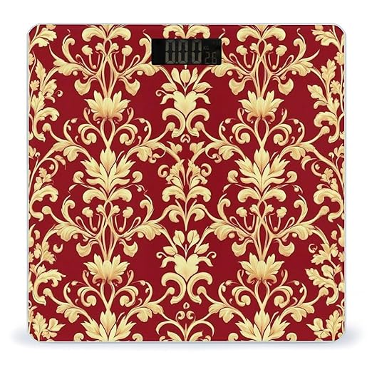 Women's Digital Bathroom Weighing Scale Automatic Switch Energy Saving Scale Smart Scale for Body Weight Flower Red Gold Floral Classy Burgundy Antique