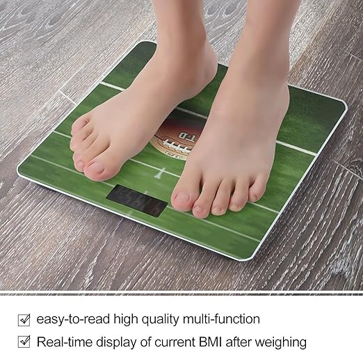 Digital Bathroom Scale for Body Weight Scale with Bright LCD Display High Accuracy Step-On Technology Auto On/Off American Football Field Ball Sport Digital Scales 400 Lbs /180kg