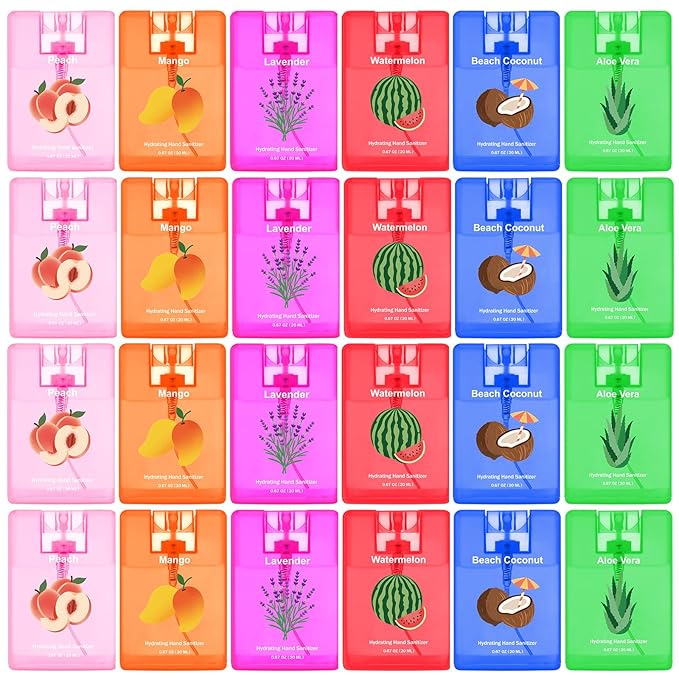 Dansib 24 Pack Hand Sanitizer Spray Bulk Travel Size Hand Sanitizer Mini Pocket Spray Gifts for Coworker Staff Teacher Holiday Favor(Bright24 Pcs)