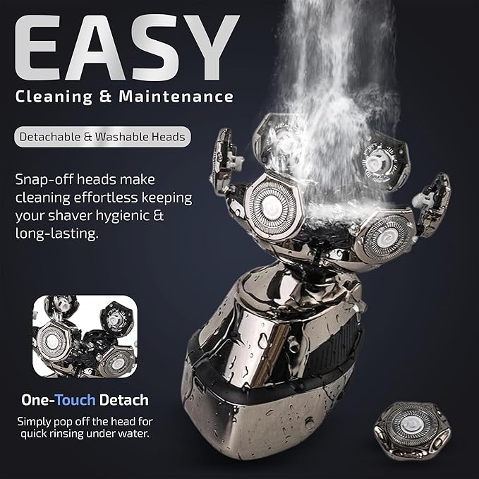 7D Head Shavers for Bald Men - Electric Detachable Bald Shavers - IPX7 Waterproof Wet Dry Razor for Blader - Rechargeable Type C Charger with Cleaning Brush