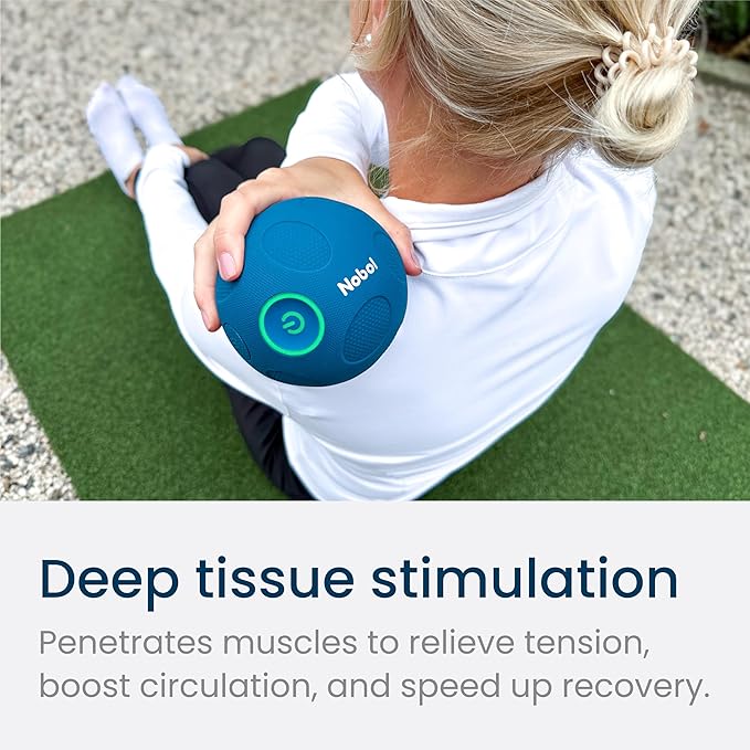 MyoSphere Vibration Massage Ball for Deep Tissue Stimulation Muscle Tension Relief and Stress Reduction | Your Portable Deep Tissue Therapist | Nobol Blue- Limited Edition | 1.5lb