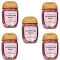 Bath and Body Care - Travel Size Sanitizer - 5 piece Bundle Set Hand Gel - 1 Fl Oz each - (Champagne Toast)