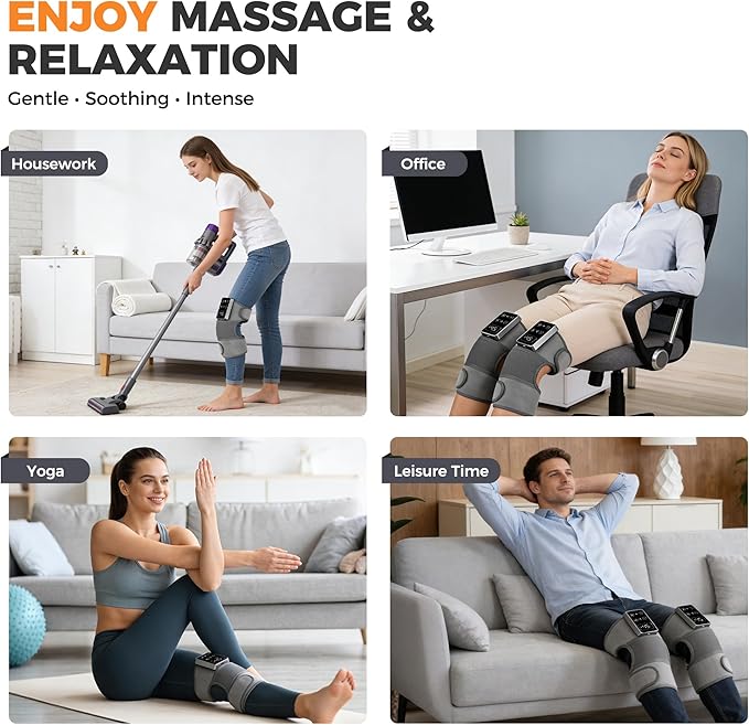 YAZHI Cordless Knee Massager for Pain Relief – Electric Heated Knee Brace 5 Heat Levels &amp 3 Massage Modes Gifts for Men and Women 1pack