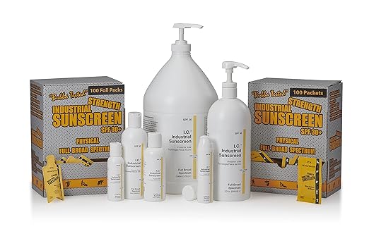 I.C. Industrial Sunscreen Mineral Based SPF 36 Physical Zinc Protection Full Broad Spectrum 80 Minute Sweat &amp Water Resistant Heat Stress Anti-Inflammatory Properties. USA 8oz Bottle (ISSC-8)