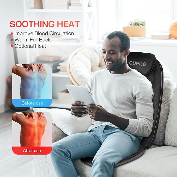 Back Massager for Pain Relief Deep Tissue - Shiatsu Massage Chair Pad for Back with HeatBack Support Inflatable Flap Chair MassageGifts for Men Dad