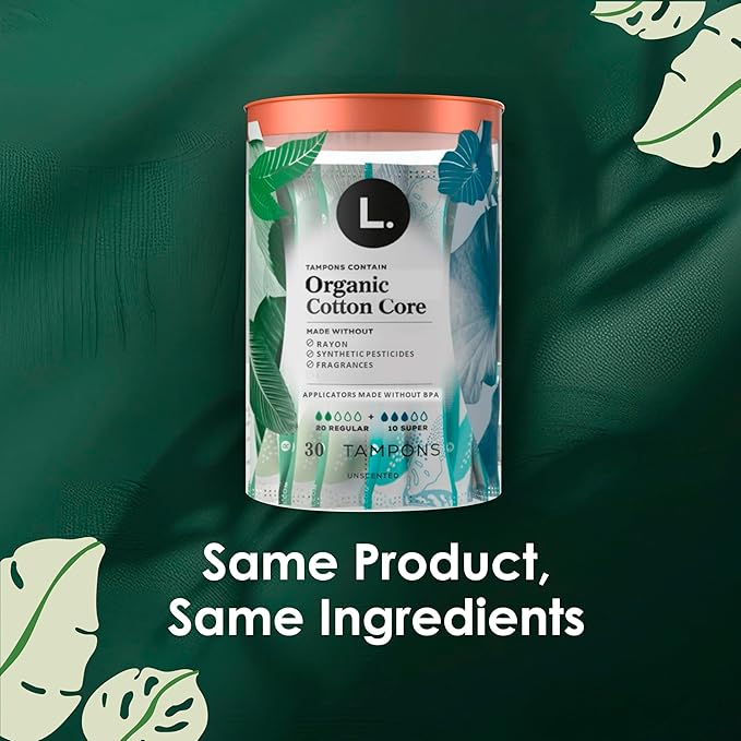 L. Cotton Tampons Light/Regular Absorbency Multipack Contains an Organic Cotton Core Made Without Synthetic Pesticides or Fragrances 84 Count (2 Packs of 42)