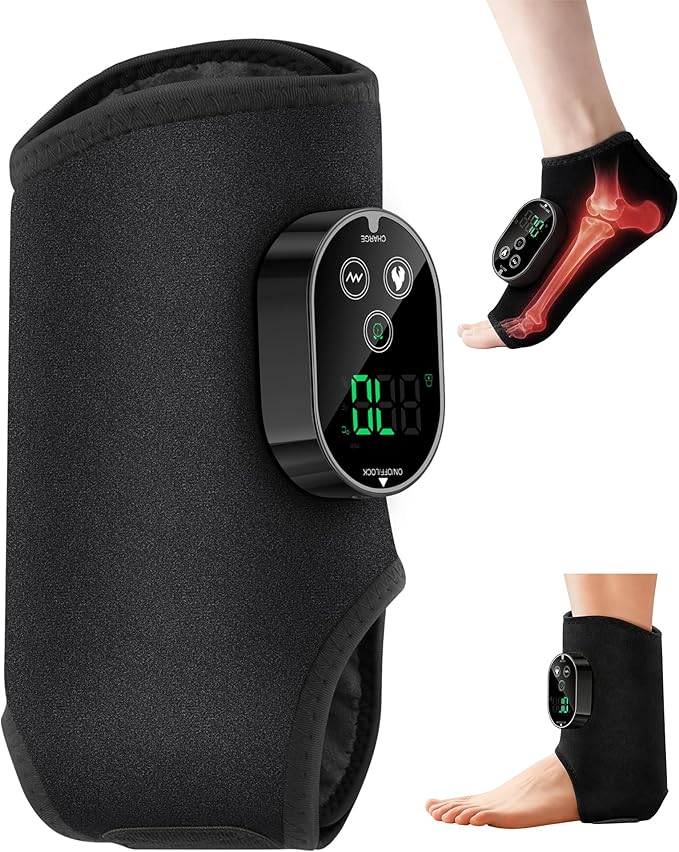 2in1 Foot and Ankle Massager with Heat and Vibration. Foot Renew. Cordless Ankle Massager for Circulation and Pain Relief Suitable for Neuropathy and Muscle Fatigue. Gifts for Dad Mom Men Women（1pc）