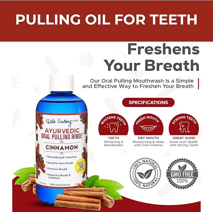 Dale Audrey Ayurvedic Organic Oil Pulling for Teeth and Gums | Oral Rinse Alcohol Free Mouthwash Essential Oils for Bad Breath | Healthy Gums Teeth &amp Fresh Breath (8 Fl Oz (Pack of 3) Variety Pac