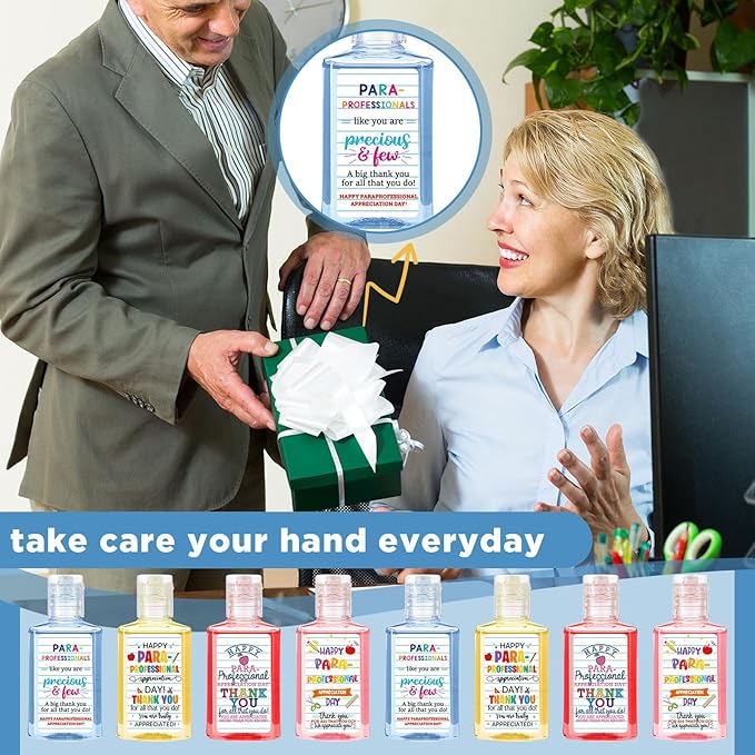 24 Pcs Paraprofessional Day Gifts Mini Hand Sanitizer Bulk Favors 1fl oz Travel Size for Party Supplies Dentist Doctor Nurse Teacher Coworker
