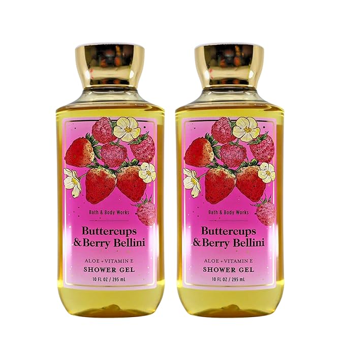 Bath &amp Body Works Shower Gel Gift Set of 2 10oz Each (Buttercups Berry Bellini)