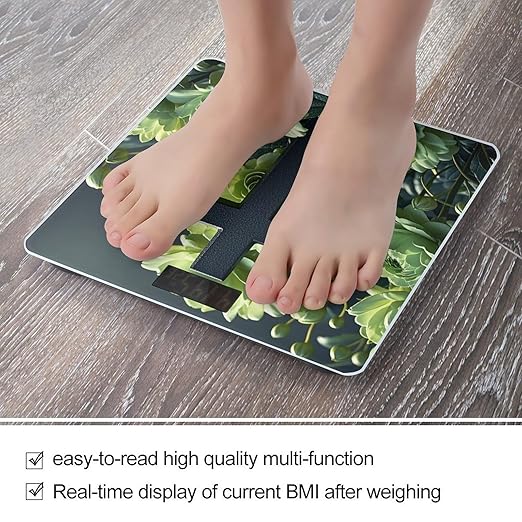 Black Cross Among Green Flowers Bathroom Scale for Body Weight Bathroom Weighing Scales with Back Lit LED Display Sturdy Tempered Glass Body Weight Bathroom Scale 400lb Weighing