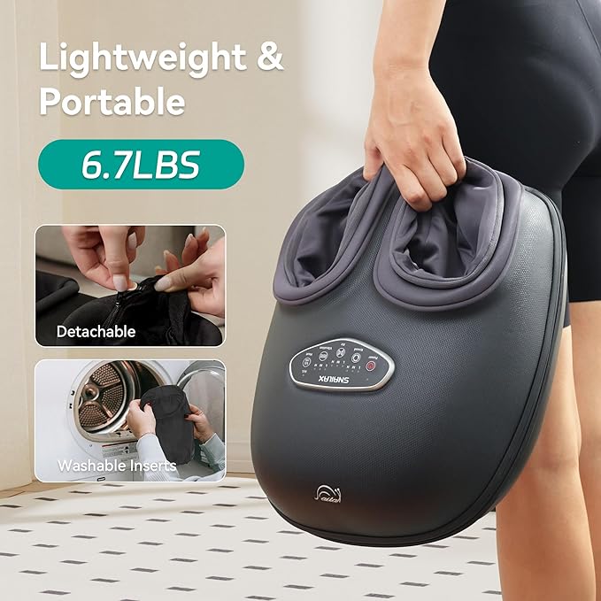 Snailax Shiatsu Foot Massager with Heat Deep Kneading Compression Vibration Feet Massager Machine for Plantar Fasciitis Neuropathy Foot Warmer Under Desk Size 13 Gifts for Men Women