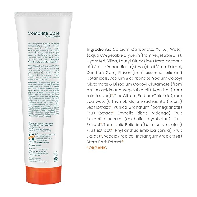 Himalaya Botanique Complete Care Toothpaste - Herbal Mint Fluoride-Free SLS Free - 5.29 Oz 4 Pack