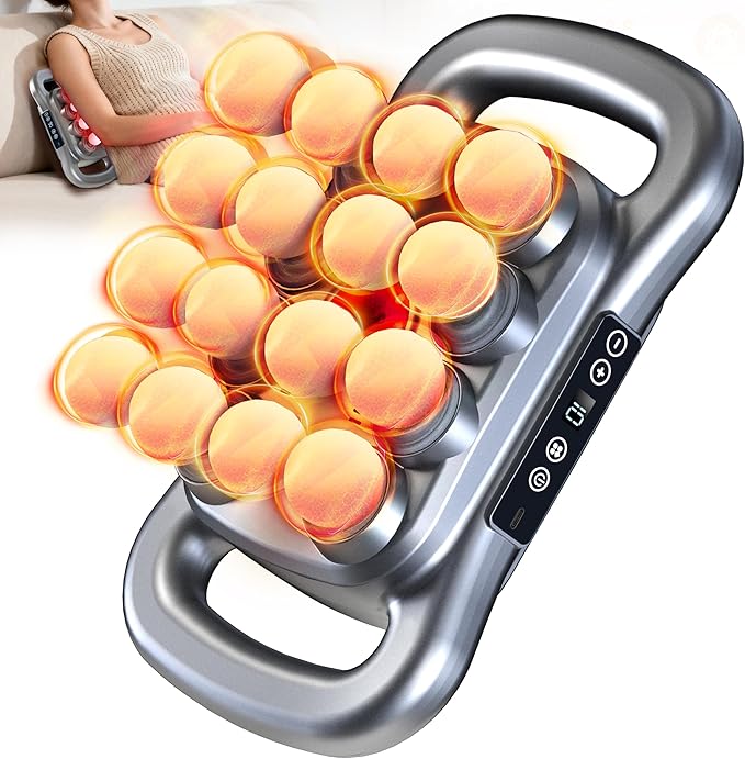 16 Head Massage Gun Deep Tissue - 2026 Upgrade 16-Drive Back Muscle Massager with Adjustable 9 Modes &amp 9 Levels Quiet Percussion Massager for Legs Waist Back Buttocks Muscles Pain Relief (Gray