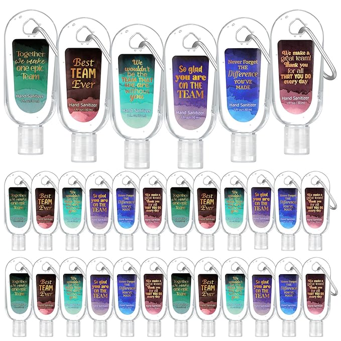 24 Pack Team Appreciation Gift Scented Hand Sanitizers Keychain Mini Hand Sanitizer Gel Bulk 1 oz Travel Size Thank You Gift for Team Coworker Colleague Friend Graduation Party Favors