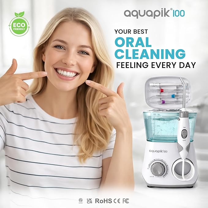 Bostontech® Water Flosser Deep Oral Cleaning with Electric Power Oral irrigator with 10 Adjustable Pressure Levels 9 Nozzles Includes Special Nasal tip 600 ml Tank Ideal for Gums Braces Implants