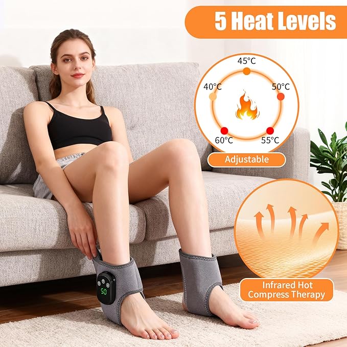 Foot Massager for Neuropathy Footrenews Triple Method Massager Ankle Massager for Circulation and Pain Relief Foot Massager Plantar Fasciitis with Heat &amp Vibration Smart Timer Touch Screen 1P
