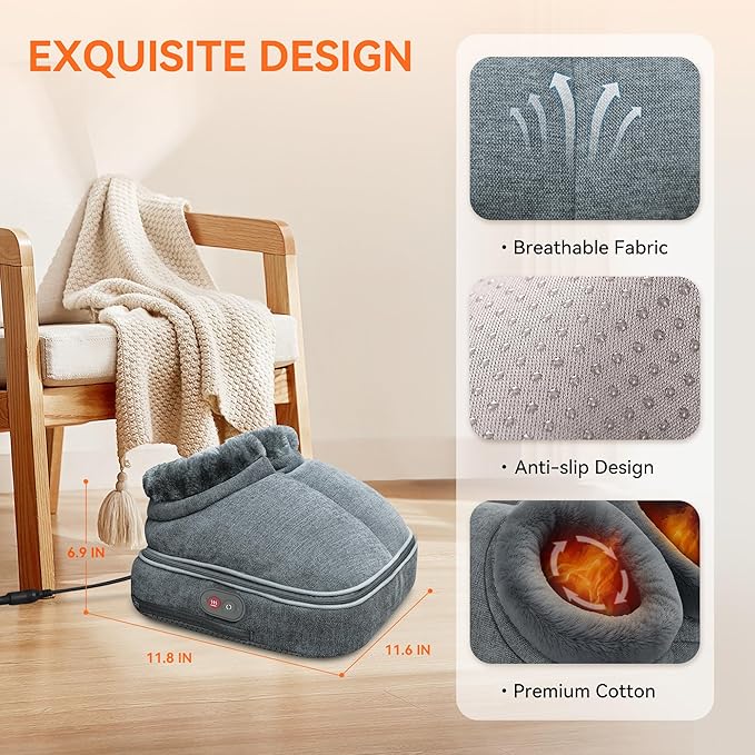 Snailax Shiatsu Foot Massager with Heat Electrick Foot Massager Machine for Neuropathy Plantar Fasciitis Feet Warmers for WomenMen Foot Heater Under Desk Size 13
