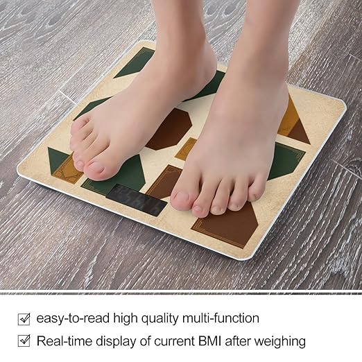 Geometric Bathroom Scale for Body Weight Bathroom Digital Electronic Weighing Scale with Back Lit LED Display Sturdy Tempered Glass Weight Watchers Scales 400lb
