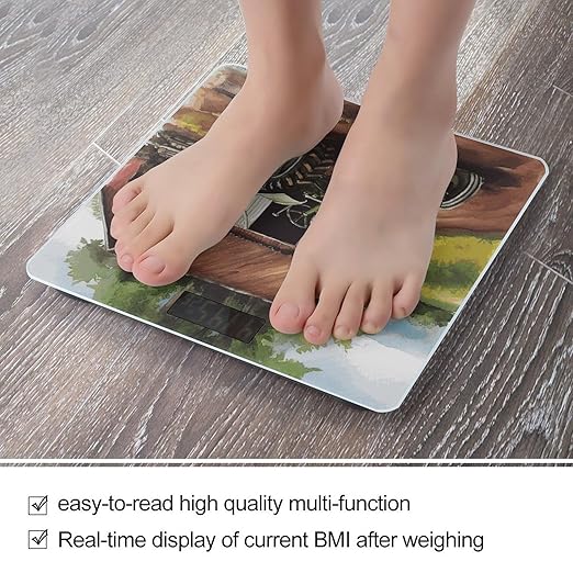 Tractor on The Farm Scale for Body Weight Precision Bathroom Weighing Scales with Back Lit LCD Display Sturdy Tempered Glass Body Weight Scales Digital Bathroom Scale 400lb