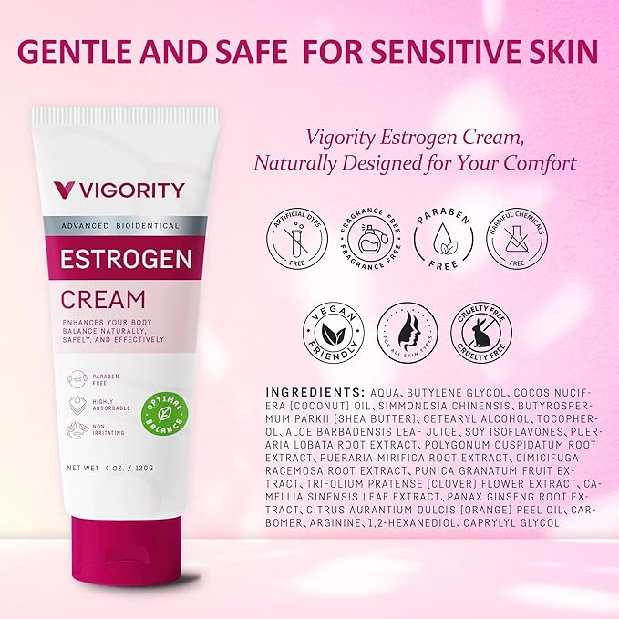 Estrogen Cream For Women Natural Bioidentical Hot Flashes Menopause Relief Estrogen Cream With Wild Yam Menstrual Cycle &amp Body Balance Support Helps Reduce Hot Flashes Paraben-Free Vegan 3