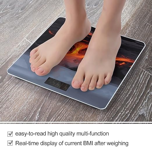 Kilauea Volcano Weight Scale Digital Electronic Scales Bathroom Scale Larg LCD Backlight Display High Precisio MeasurementsTempered Glass