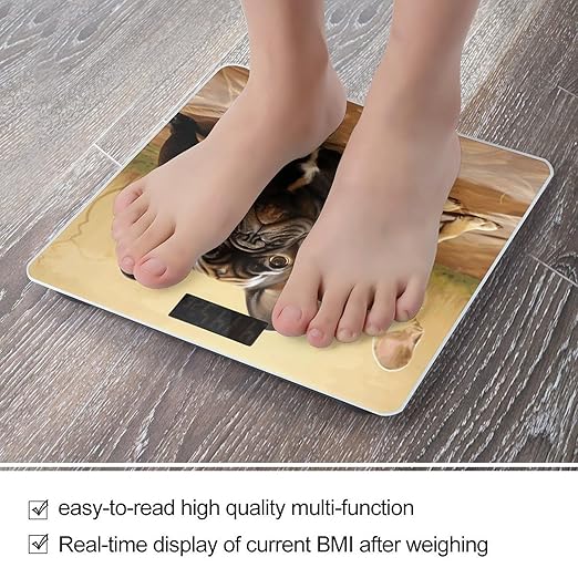 Digital Bathroom Scale for Body Weight Scale with Bright LCD Display High Accuracy Step-On Technology Auto On/Off Cute French Bulldog Graphics Digital Scales 400 Lbs /180kg