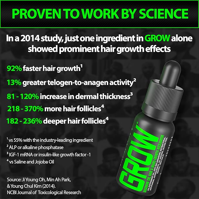 Beard Growth Serum - GROW Maximum XXL Beard Growth Oil for Men -Thickens &amp Fills Patches - Facial Hair &amp Scalp Treatment - Beard &amp Hair Thickening Conditioner &amp Enhancer