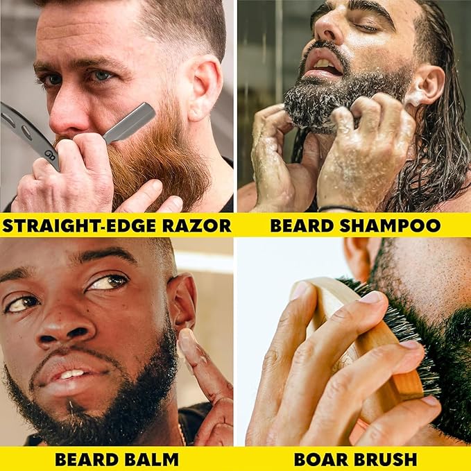 Beard Club Mens Grooming Kit &amp Beard Trimmer for Men - Professional Cordless Electric Hair &amp Moustache Trimmer Straight Razor Shampoo Balm Brush &amp Comb - Grooming Kit Gift Set