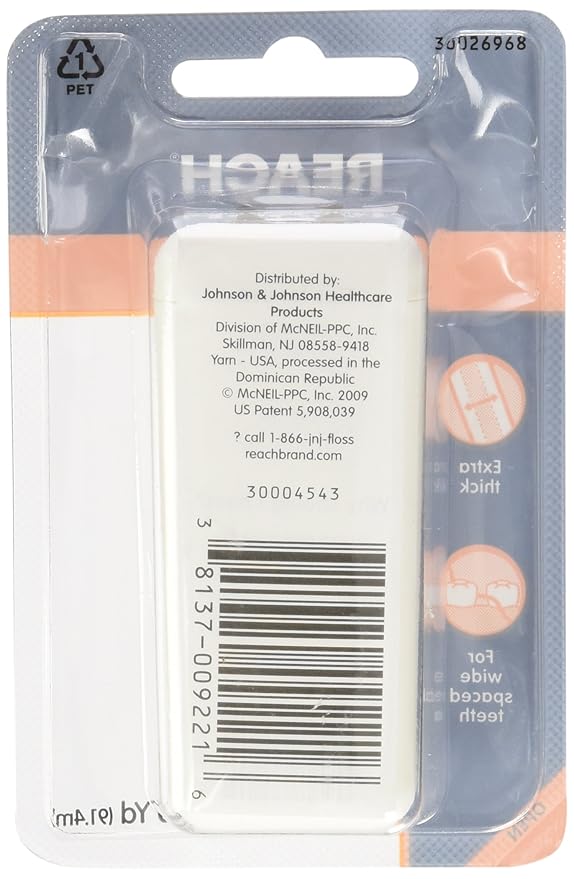 Reach Dentotape Waxed Dental Floss with Extra Wide Cleaning Surface for Large Spaces between Teeth Unflavored 100 Yards (Pack of 4)