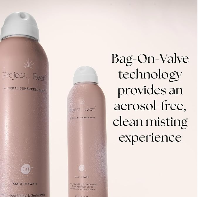 Project Reef SPF 30 Mineral Sunscreen Spray &amp Cooling Mist w/Aloe Vera Peppermint Cucumber - Non-Aerosol Reef Safe Sunburn Relief No White Cast Sunscreen for All Skin Types