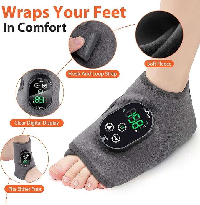 Foot Ankle Massager for Pain Relief Cordless Ankle Heating Pad with Massage Foot Massager Heated Ankles Brace Wrap 6 Heats 3 Vibrations