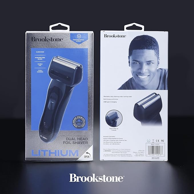 Brookstone - Electric Razor for Men Foil Shaver Precision Foil Blades Comfortable Close Shave Professional Quality (Black)