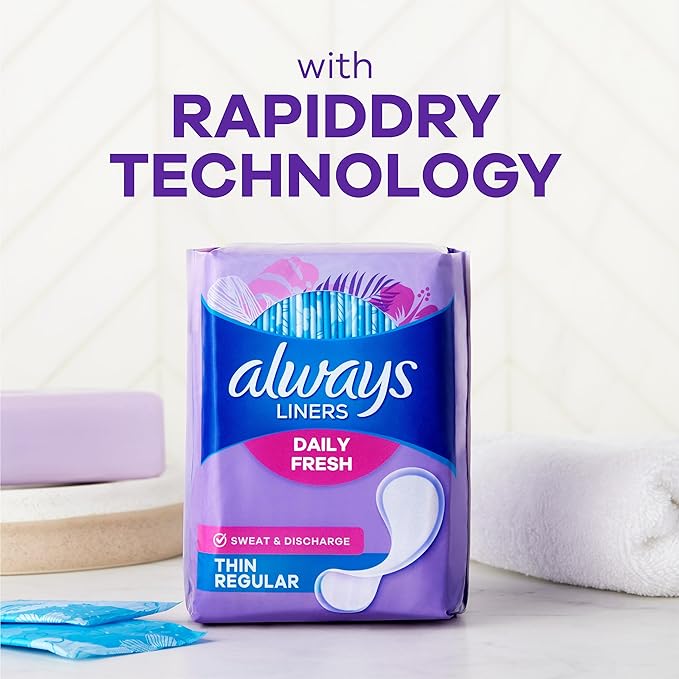 Always Daily Fresh Thin Liners Regular Absorbency Unscented Panty Liners 432 Count (Pack of 2)