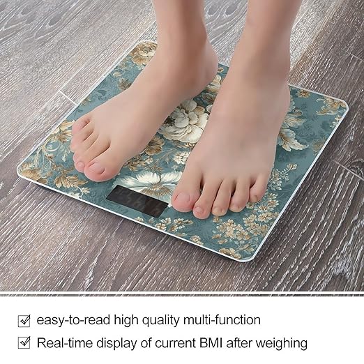 Dark Gold Style Scale for Body Weight Highly Accurate Digital Bathroom Scale Sturdy Tempered Glass Weighing Scales with LCD Display Fashion Body Fat Smart Scales 400lb