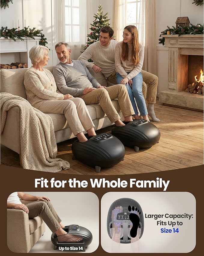 CILI Shiatsu FSA Foot Massager with Heat and Compression Knead Rolling HSA Feet Massager for Neuropathy Plantar Fasciitis Remote Control Up to Men Size 14 Christmas Gifts for Men Women