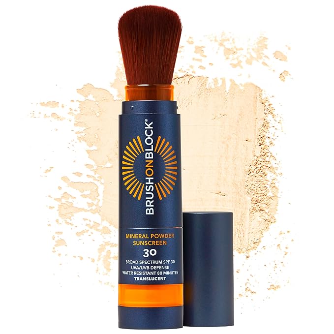 Brush On Block SPF 30 Mineral Powder Sunscreen New Formula With Niacinamide Hyaluronic Acid &amp Vitamin C Broad Spectrum Water Resistant Translucent For All Skin Types Reef Friendly Mfg in