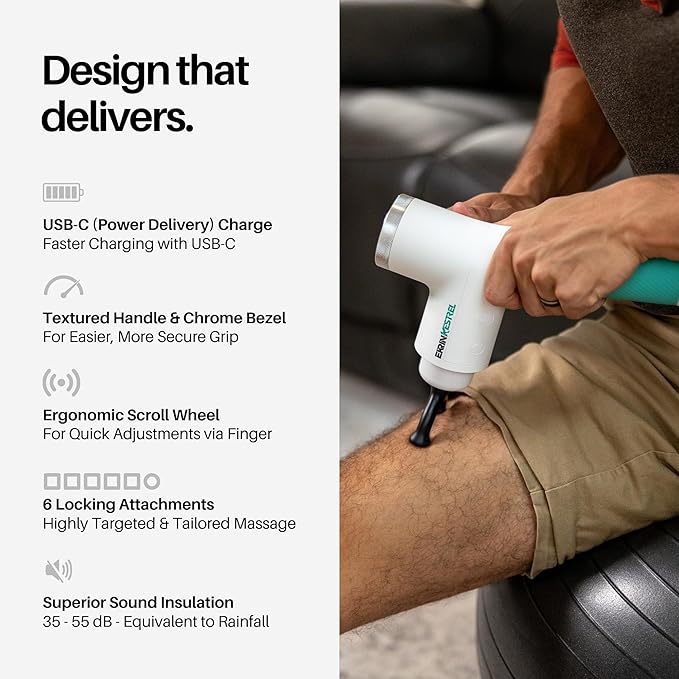 Ekrin Athletics White Kestrel Percussive Massager - Enhanced Precision &amp Comfort for Elite Muscle Recovery &amp Wellness - Relieve Sore Muscles and Stiffness