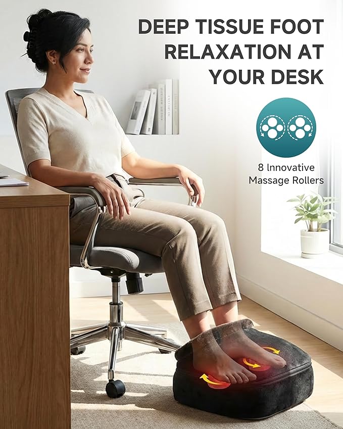 Snailax Foot Massager with Heat Shiatsu Heated Kneading Foot Massager Machine Electric Foot Massager Gift for Her &amp Him Home and Office Use