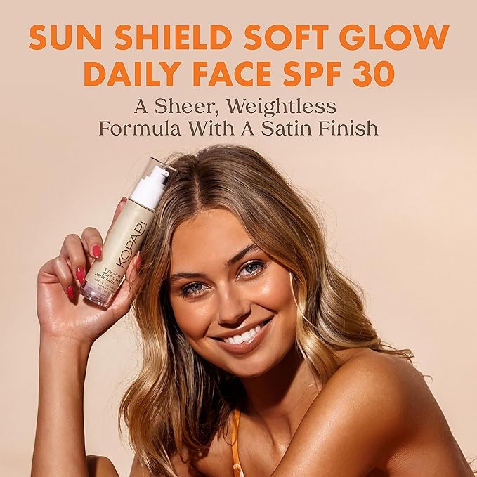 Kopari Sun Shield On-The-Glow Sheer Sunscreen Stick SPF 40 &amp Sun Shield Soft Glow Daily Face SPF 30