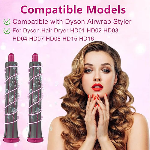 1 Pair 30mm/1.2 Inch Long Hair Curling Barrels for Dyson Airwrap Styler Attachment with 2 Upgraded Adapter for Convert Curling Iron Into A Hair Dryer HD01 HD02 HD03 HD04 HD07 HD08 HD15 HD16