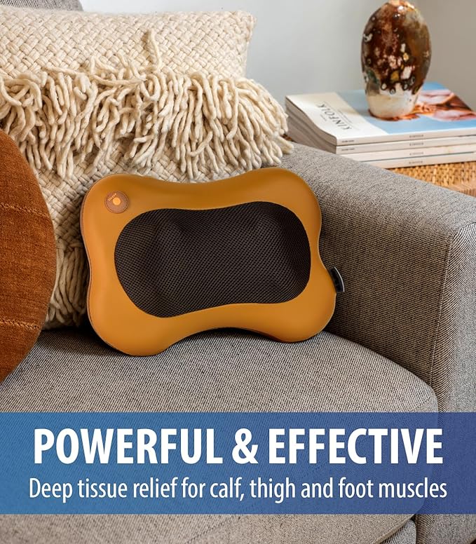 Zyllion Shiatsu Back and Neck Massager with Heat - 3D Electric Kneading Deep Tissue Massage Pillow for Muscle Pain Relief Brown ZMA-13