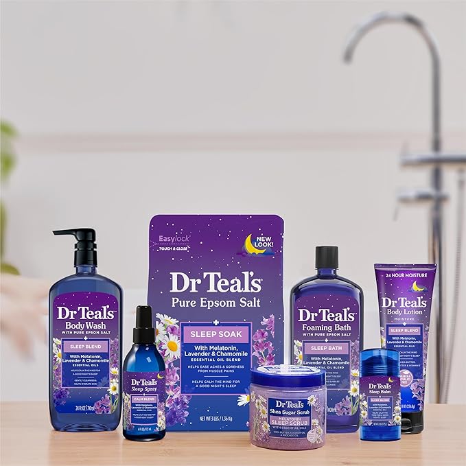 Dr Teal's Body Wash with Pure Epsom Salt Sleep Blend with Melatonin 24 fl oz (Pack of 4)