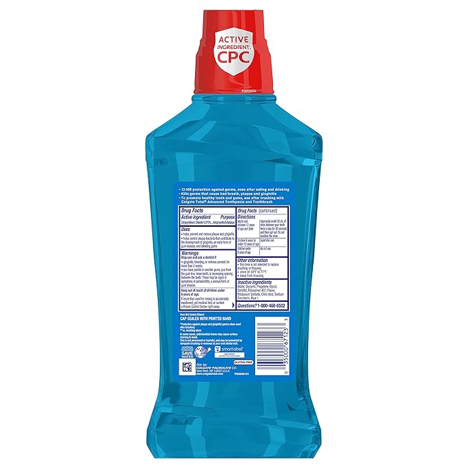 Colgate Total Mouthwash Alcohol Free Mouthwash Peppermint 33.8 Ounce 3 Pack &amp Total Whitening Toothpaste 10 Benefits No Trade-Offs Freshens Breath Whitens Teeth