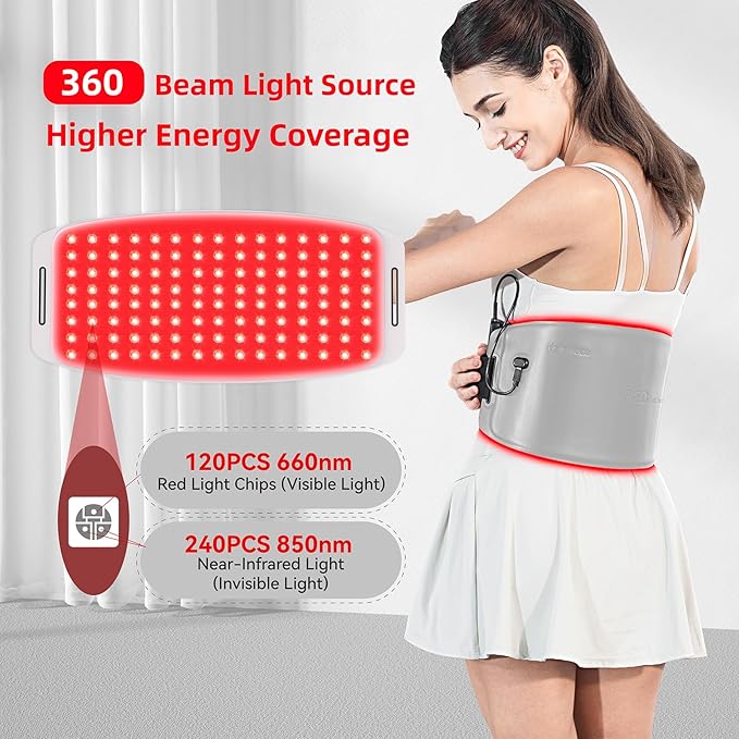 Red Light Therapy for Dogs and Humans Portable 360 LED Chips Red Light Therapy Belt with Strap Infrared Light Therapy Devices for Muscle &amp Joint Pain Relief