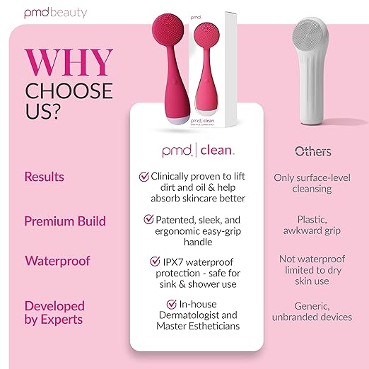 PMD Clean - Smart Facial Cleansing Device with Silicone Brush &amp Anti-Aging Massager