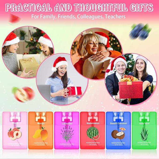 Dansib 24 Pack Hand Sanitizer Spray Bulk Travel Size Hand Sanitizer Mini Pocket Spray Gifts for Coworker Staff Teacher Holiday Favor(Bright24 Pcs)