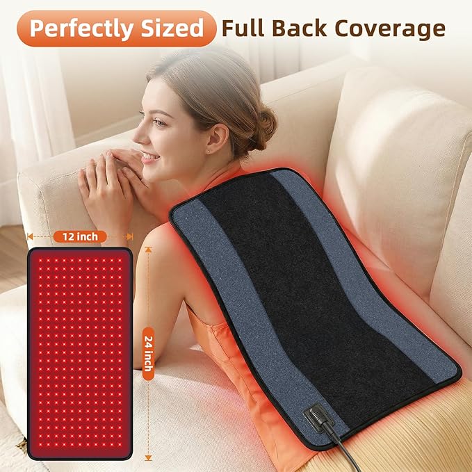 Red Light Therapy Pad for Body 242 LEDs Infrared Red Light Therapy Belt for Back Shoulder Neck and Leg 24’’ x 12’’Large Size Infrared Heating Pad with Adjustable Strap Home Office Use
